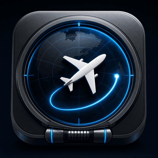 Blackbox flight logbook app icon showing an aircraft on a blue radar display