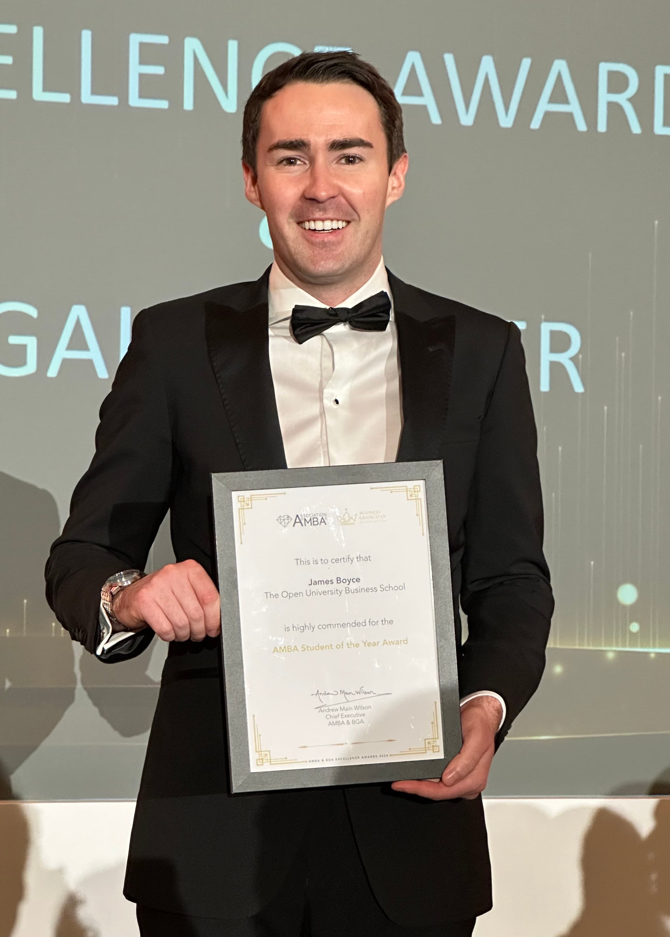 James Boyce at the AMBA Excellence Awards